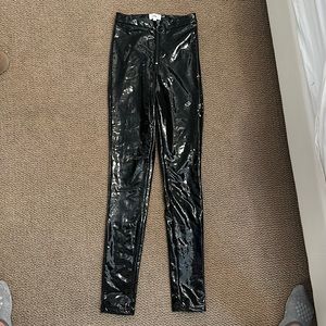 LPA black faux patent leather pants